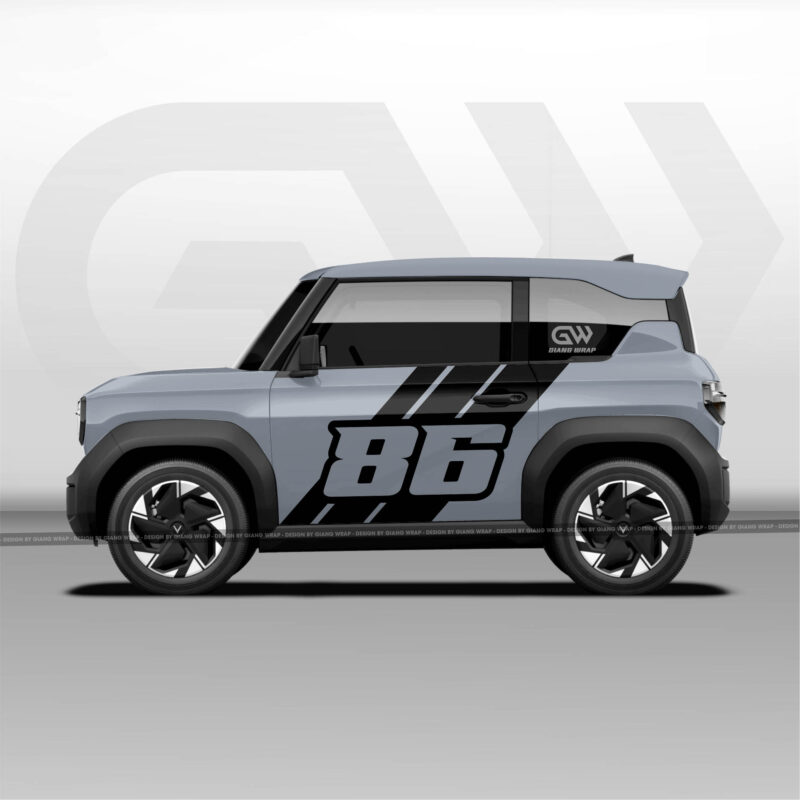 decal tem xe vf3, tem xe vf3 đẹp, tem xe vinfast vf3, thiết kế tem xe, Giang wrap