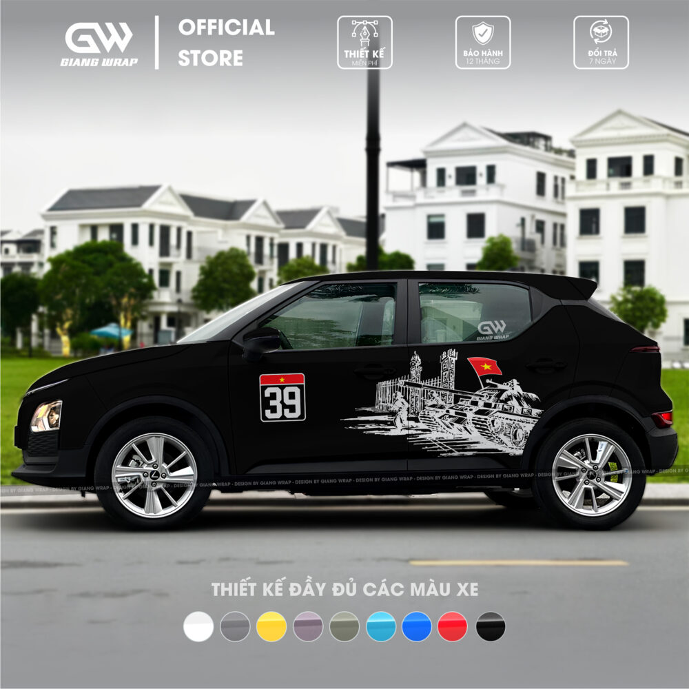 Tem xe vf5, tem xe vf5 30/04, decal dán xe 30 thang 4