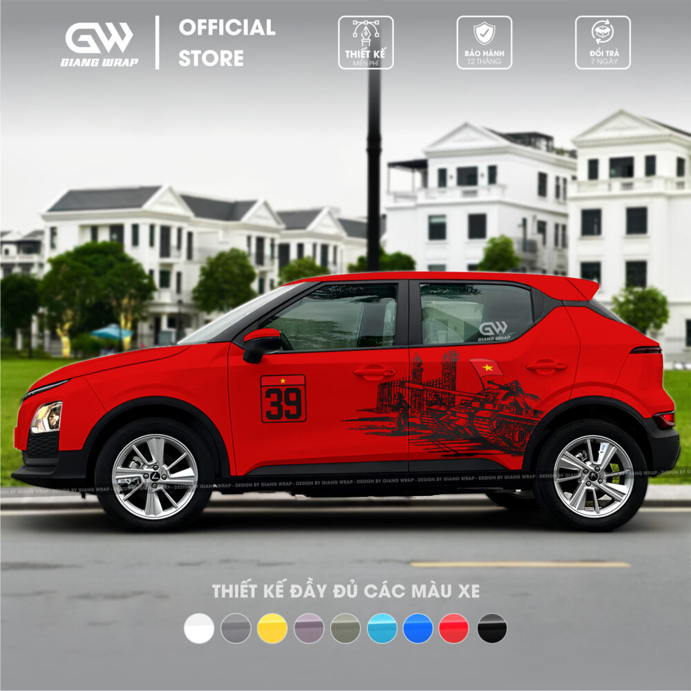 Tem xe vf5, tem xe vf5 30/04, decal dán xe 30 thang 4