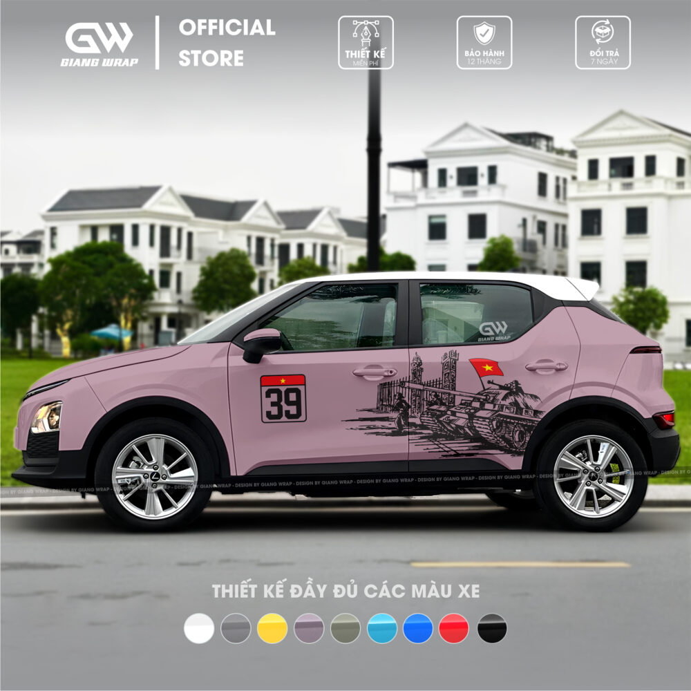 Tem xe vf5, tem xe vf5 30/04, decal dán xe 30 thang 4