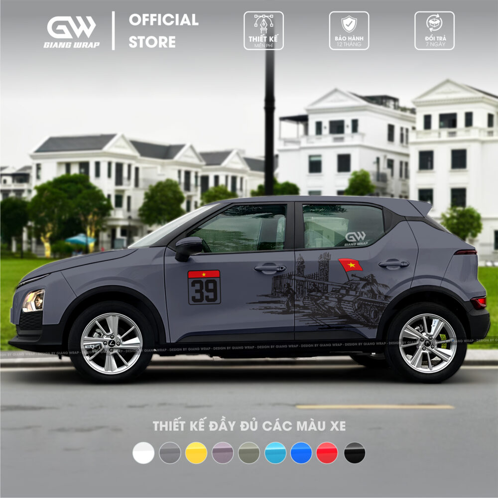Tem xe vf5, tem xe vf5 30/04, decal dán xe 30 thang 4