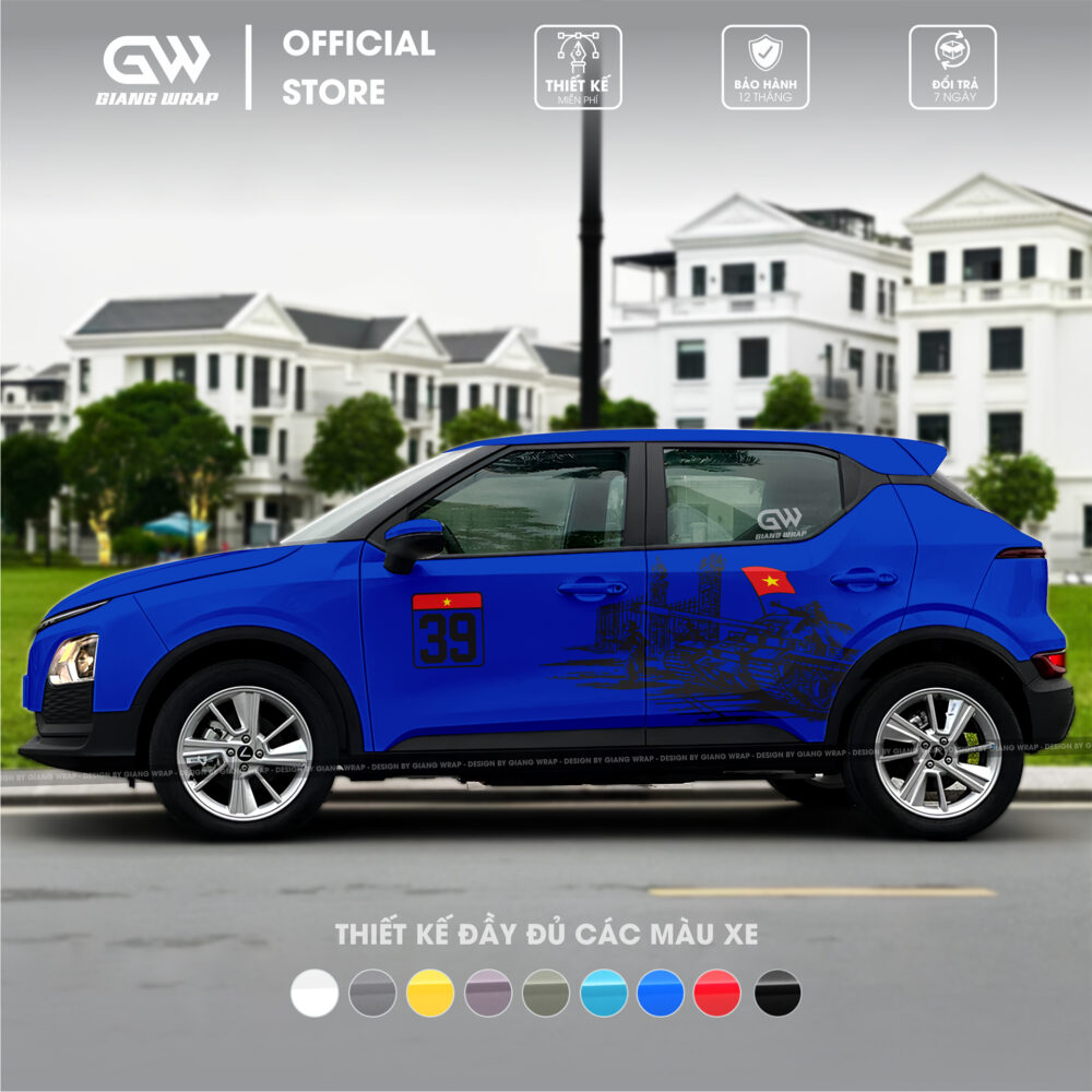 Tem xe vf5, tem xe vf5 30/04, decal dán xe 30 thang 4