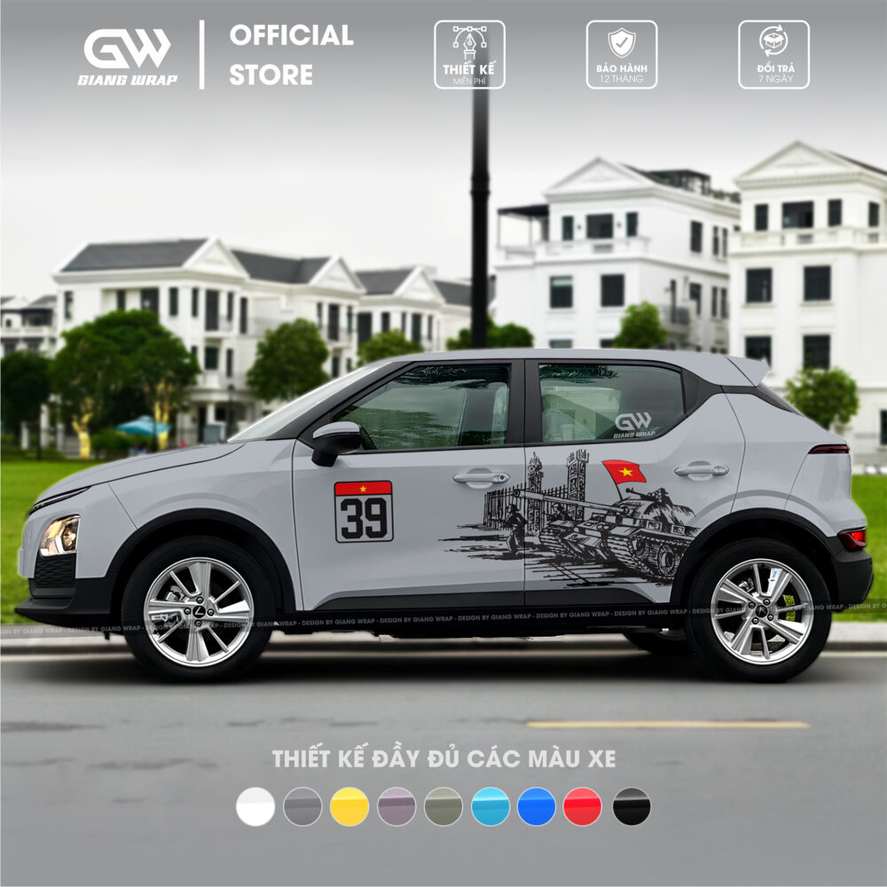 Tem xe vf5, tem xe vf5 30/04, decal dán xe 30 thang 4