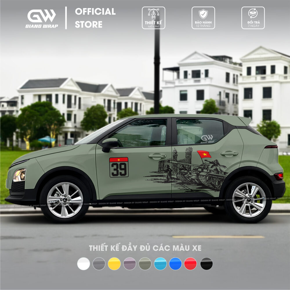 Tem xe vf5, tem xe vf5 30/04, decal dán xe 30 thang 4