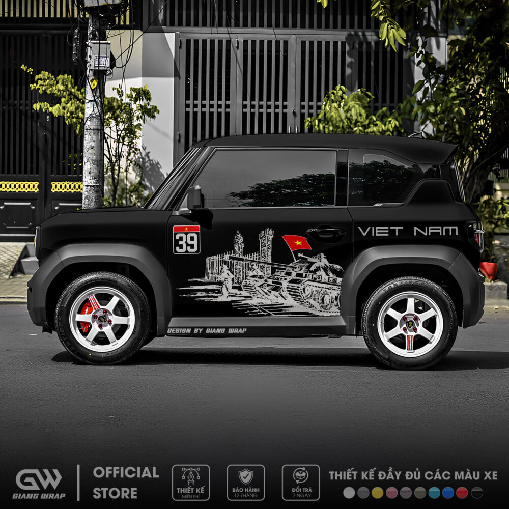 Tem xe vf3, tem xe vf3 30/04, decal dán xe 30 thang 4