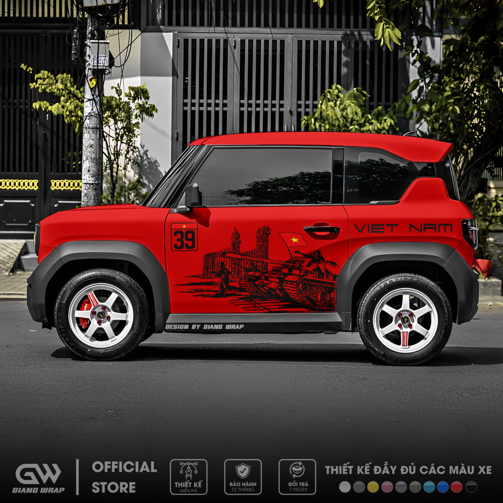 Tem xe vf3, tem xe vf3 30/04, decal dán xe 30 thang 4