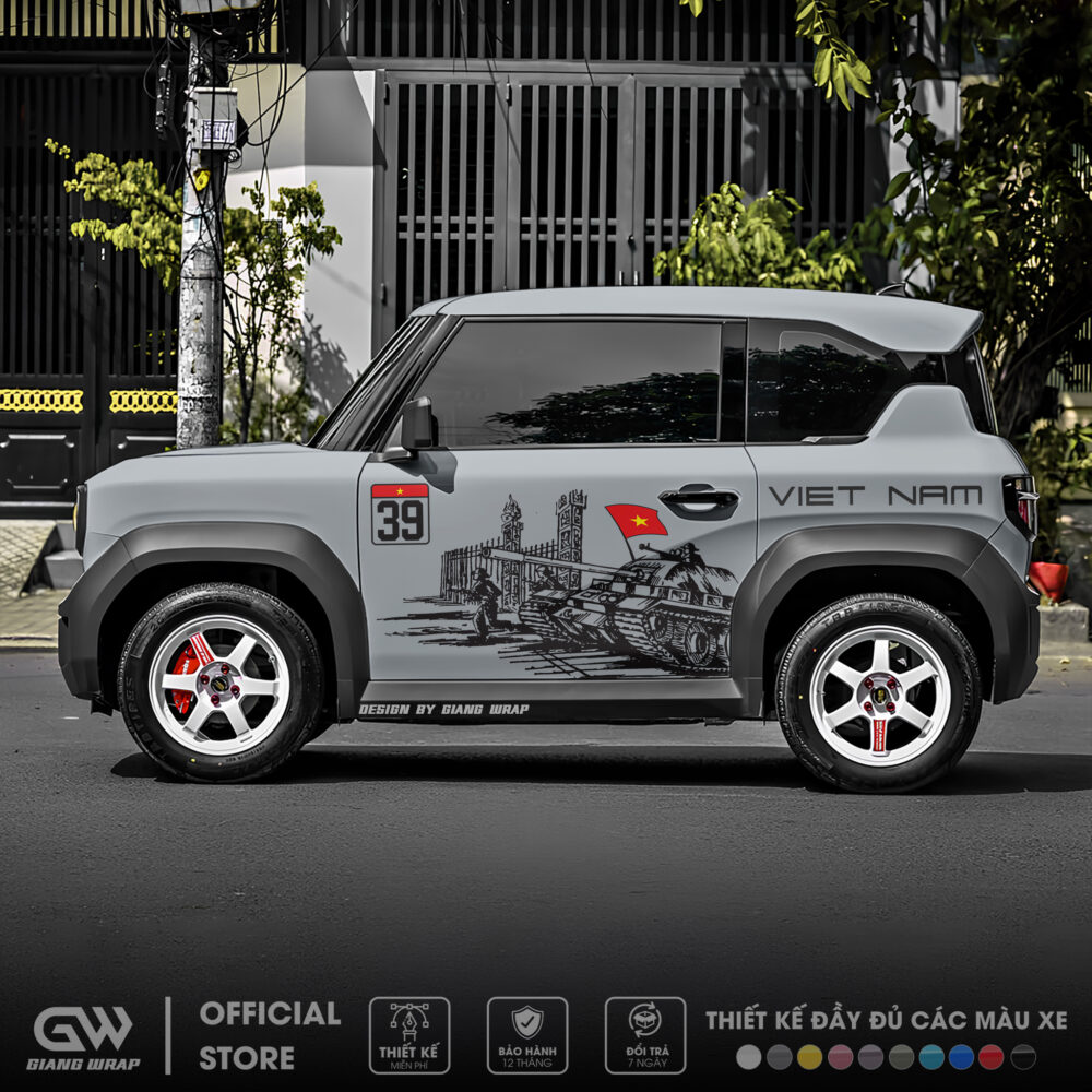 Tem xe vf3, tem xe vf3 30/04, decal dán xe 30 thang 4