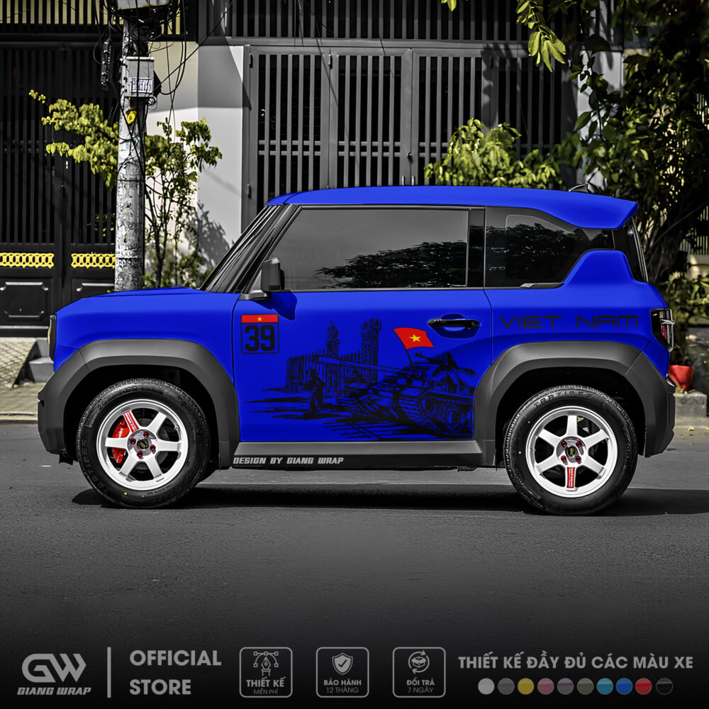 Tem xe vf3, tem xe vf3 30/04, decal dán xe 30 thang 4