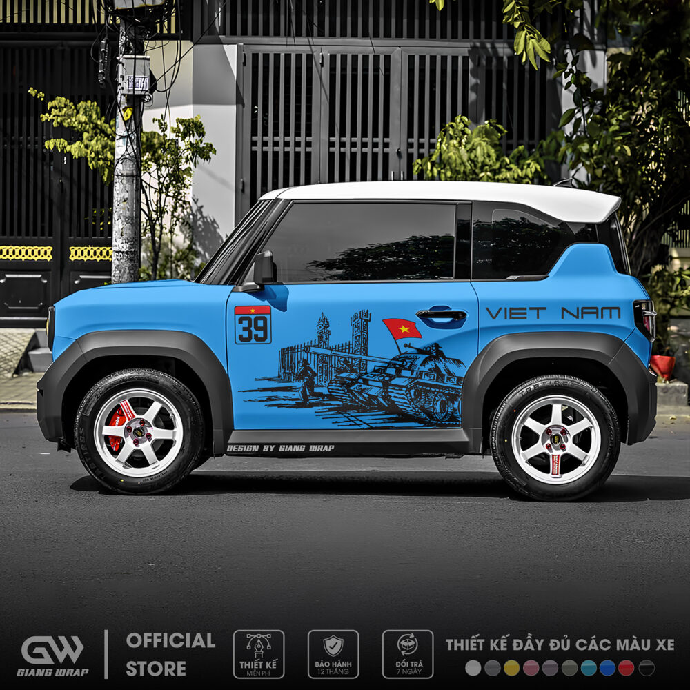 Tem xe vf3, tem xe vf3 30/04, decal dán xe 30 thang 4