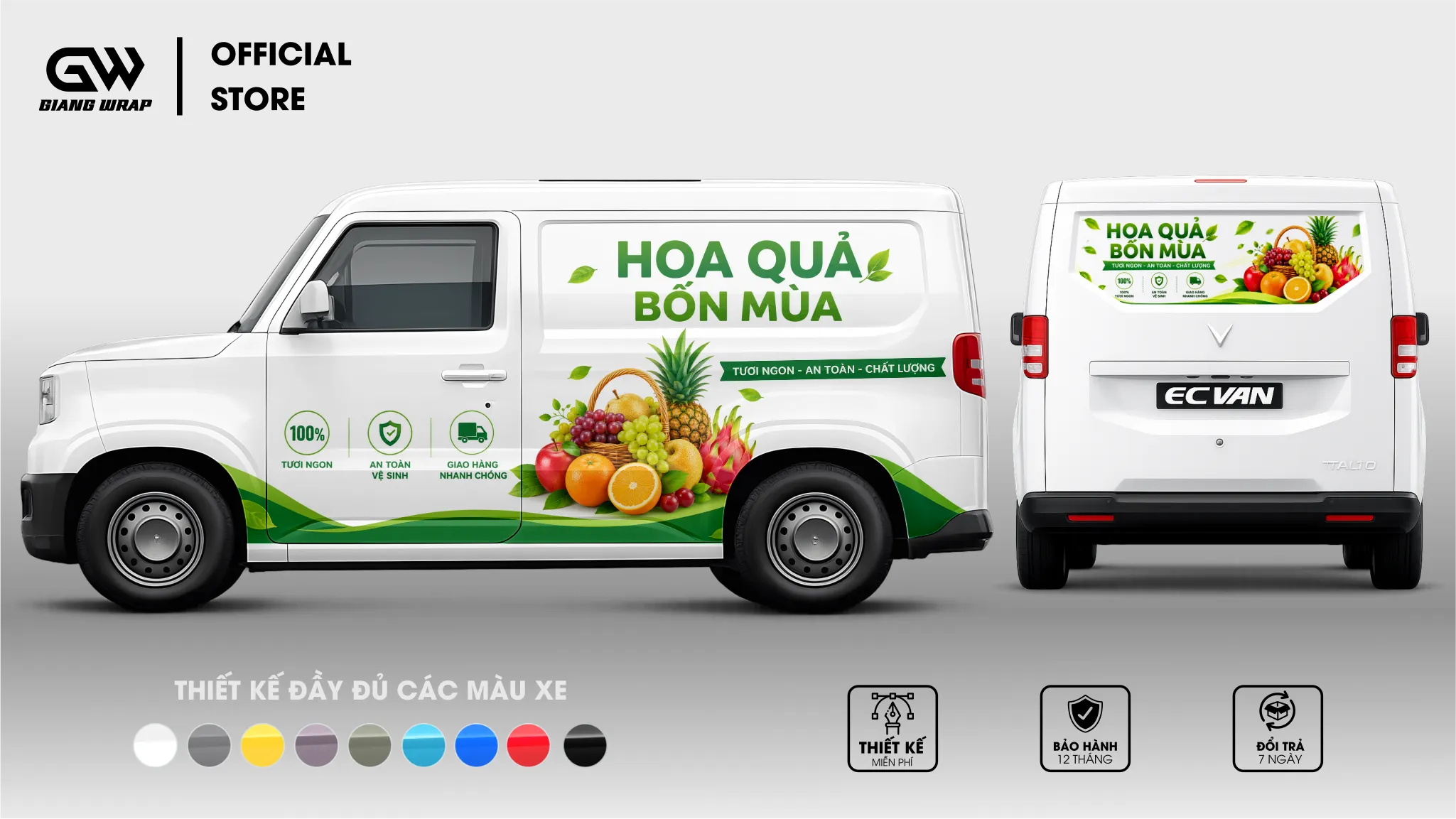 Dán Decal quảng cáo cho xe VinFast EC Van 20 Mẫu tem quảng cáo xe tải van VinFast