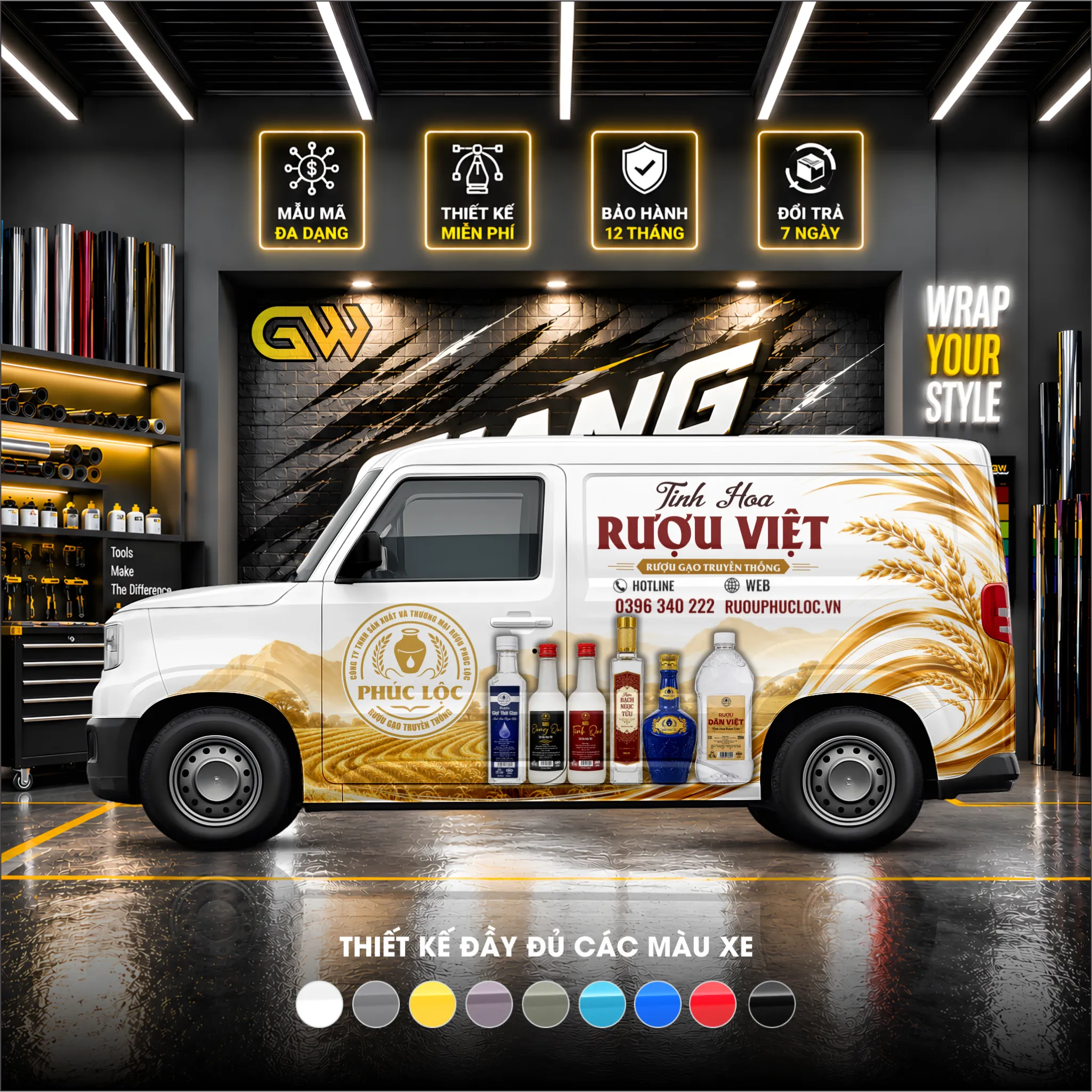 Mẫu decal quảng cáo đồ uống và quà tặng trên xe VinFast EC Van