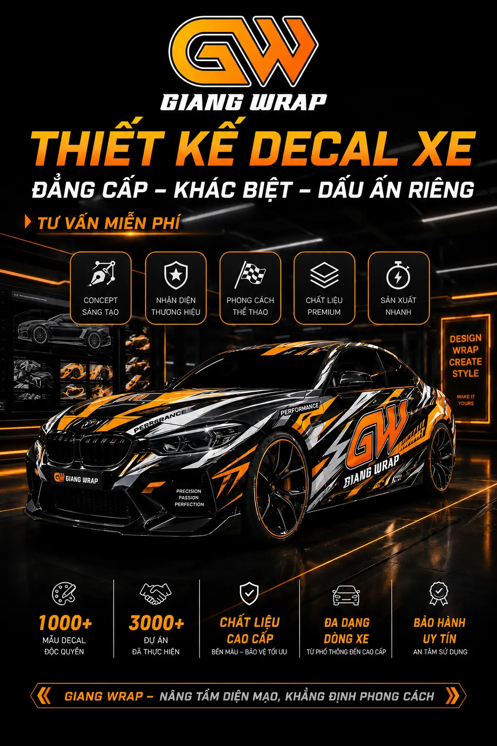 Thiết kế tem xe ô tô theo yêu cầu Thiết kế decal tem xe ô tô theo yêu cầu tại Giang Wrap