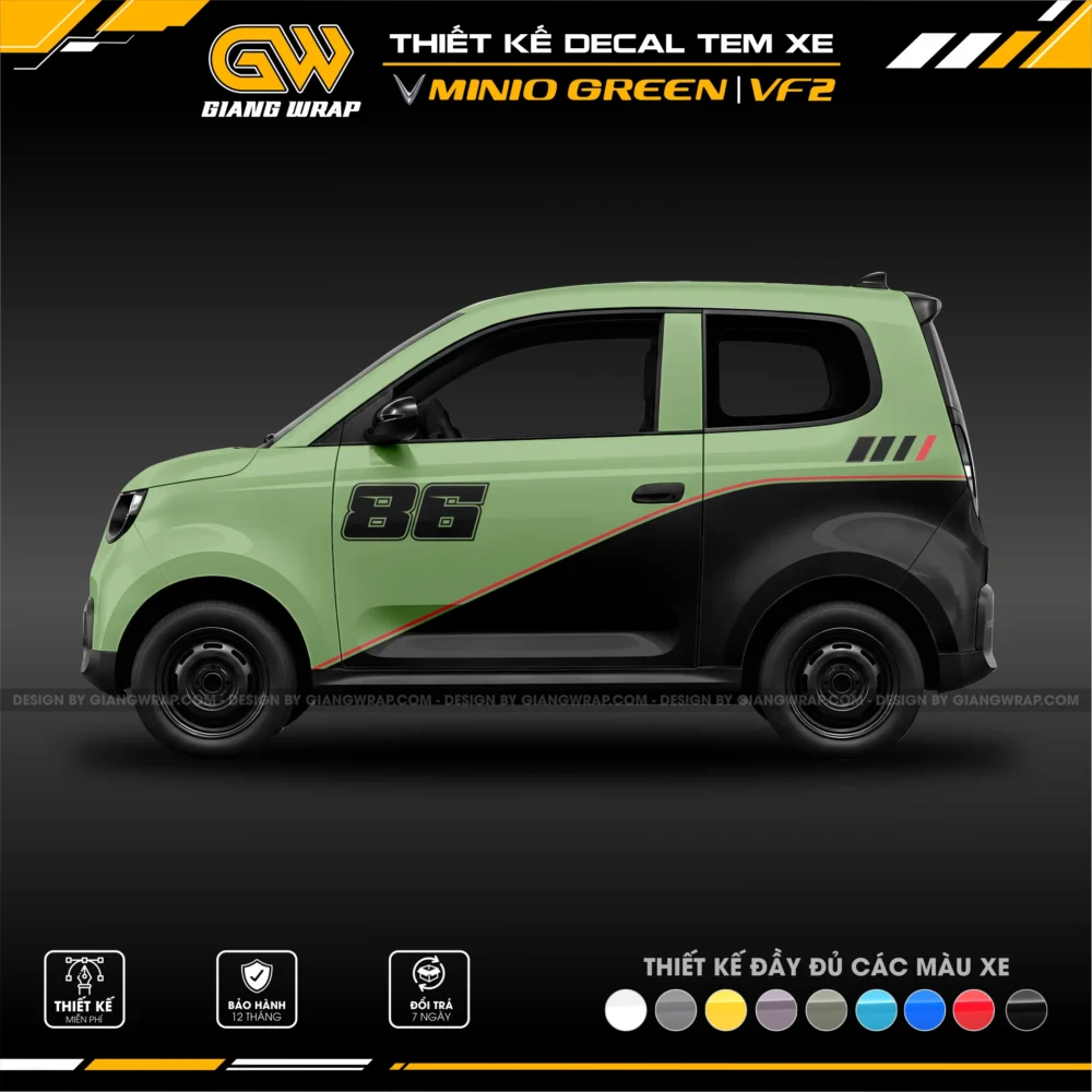 decal tem xe minio green