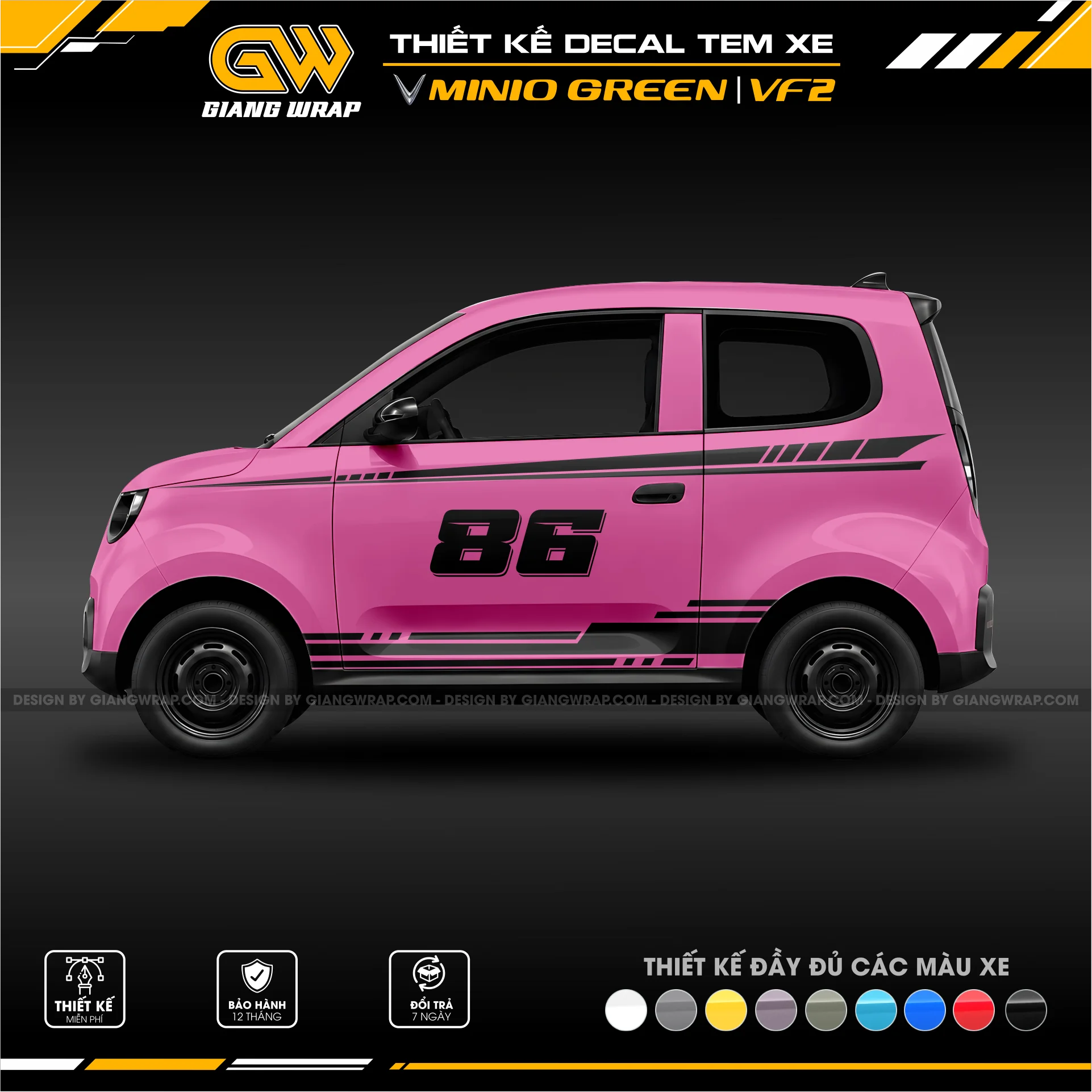 Decal Tem Xe Minio Green Mẫu 007 | Đủ Màu Xe, Thiết Kế Theo Yêu Cầu 3 decal tem xe minio green